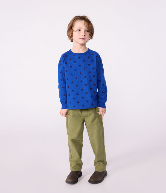 T-shirt a maniche lunghe in cotone con stampa bambina blu OLYMPIC+SOIR