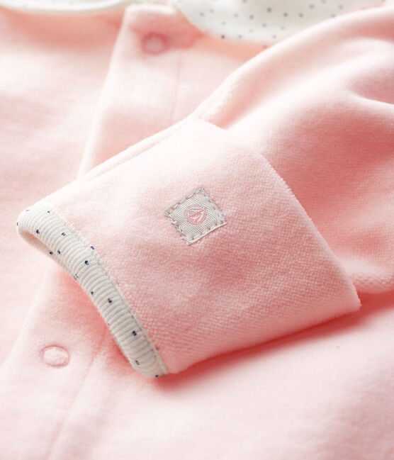 Tutina rosa da neonata in velluto rosa FLEUR