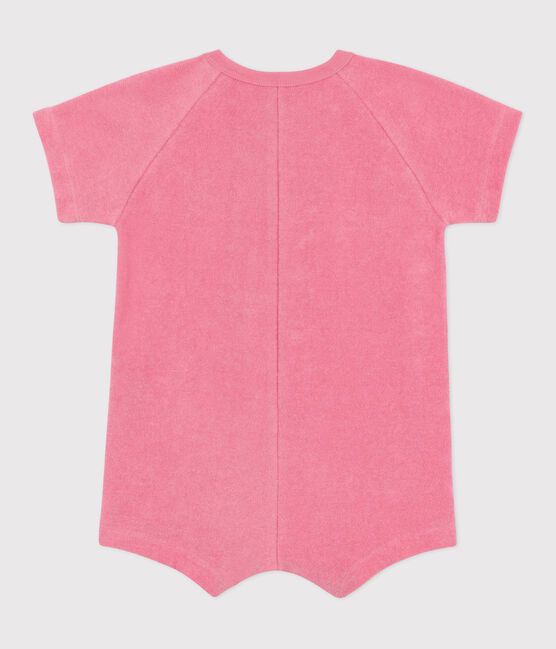 Tutina corta a maniche corte in spugna di cotone tinta unita con stemma neonato rosa PEONIA