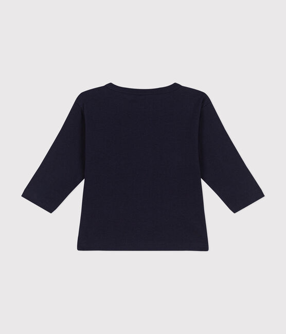 T-shirt bebè a maniche lunghe in cotone blu SMOKING