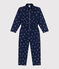 Tutina a maniche lunghe in cotone a fiori bambina blu MEDIEVAL/bianco MARSHMALLOW