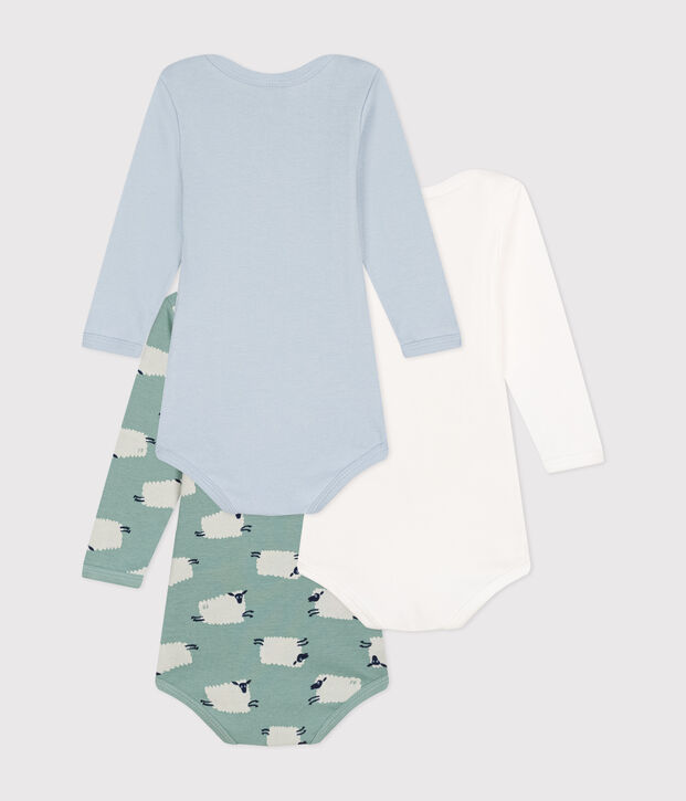Confezione da 3 body a maniche lunghe in cotone con pecore stampate neonato multicolore