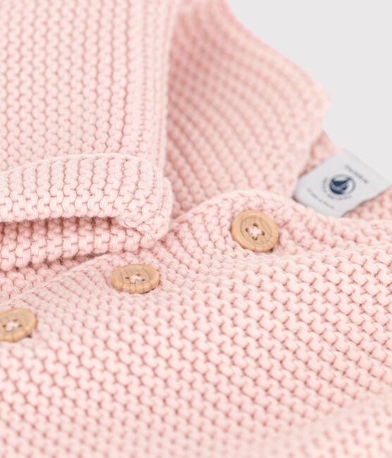 Cardigan bebè in tricot in cotone a punto legaccio rosa SALINE