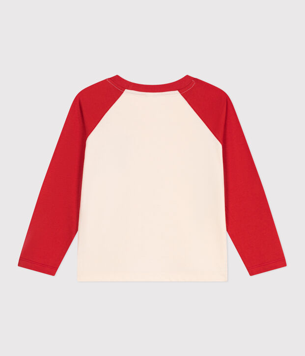 T-shirt a maniche lunghe in cotone color block bambino rosso/rosso