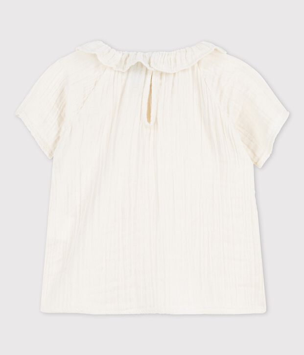Blusa per beb&egrave; in garza di cotone biologico bianco