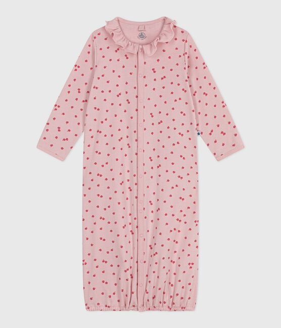 Tutina e sacco nanna in cotone con colletto e stampa neonato rosa JOLI/bianco MULTICO