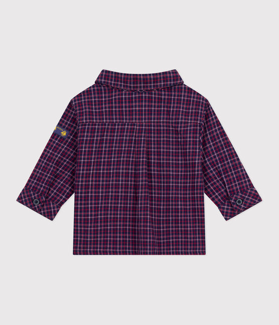 Camicia in flanella a quadri neonato blu SMOKING/bianco MULTICO