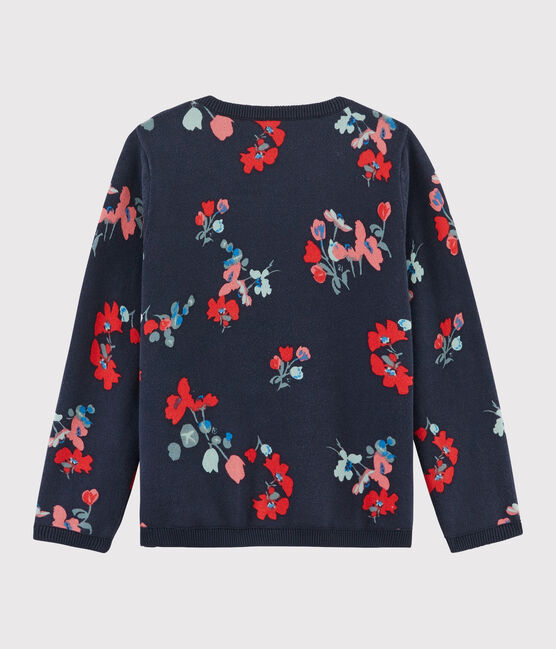 Pullover in cotone bambina blu SMOKING/bianco MULTICO