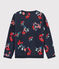 Pullover in cotone bambina blu SMOKING/bianco MULTICO
