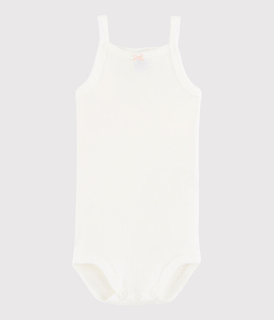 Body con spalline bebè femmina bianco MARSHMALLOW