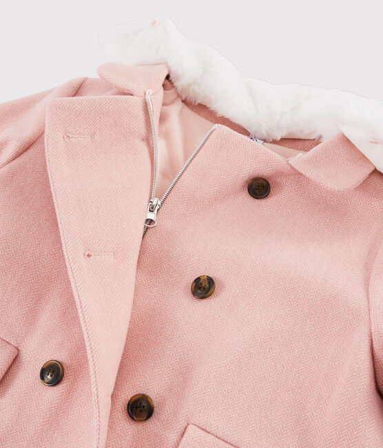 Cappotto in drap di lana ragazza rosa ROSE