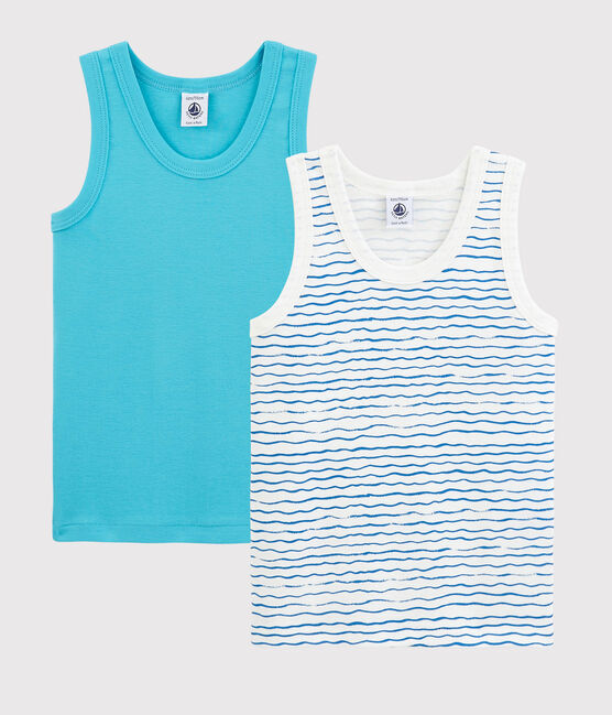 Confezione da 2 canottiere blu oceano bambino variante 1