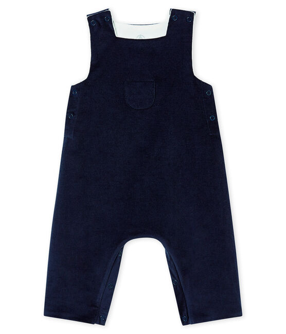 Salopette in velluto sottile per bebé maschio blu SMOKING