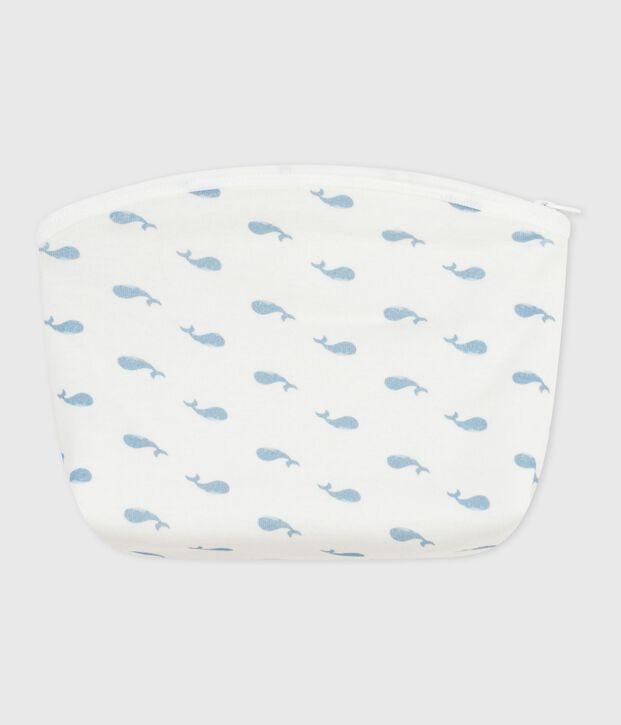 Pochette in cotone con balene stampate neonato bianco/blu