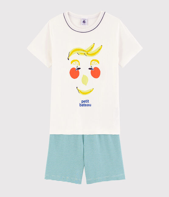 Pigiama corto motivo frutti bambino in cotone bianco MARSHMALLOW/bianco MULTICO