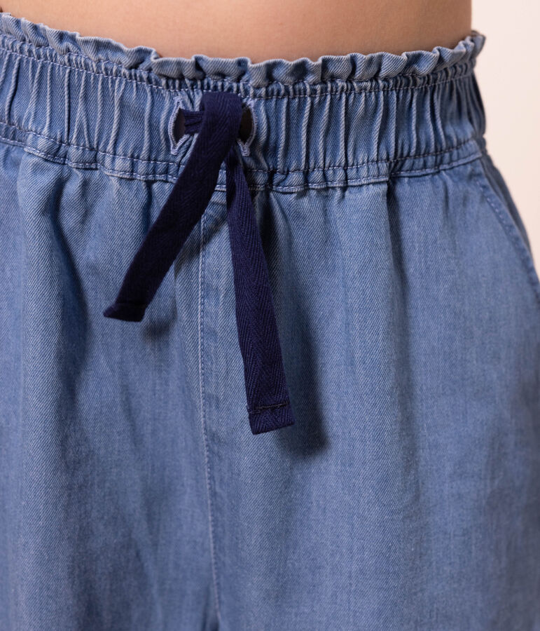 Pantaloni ampi in denim leggero bambina blu