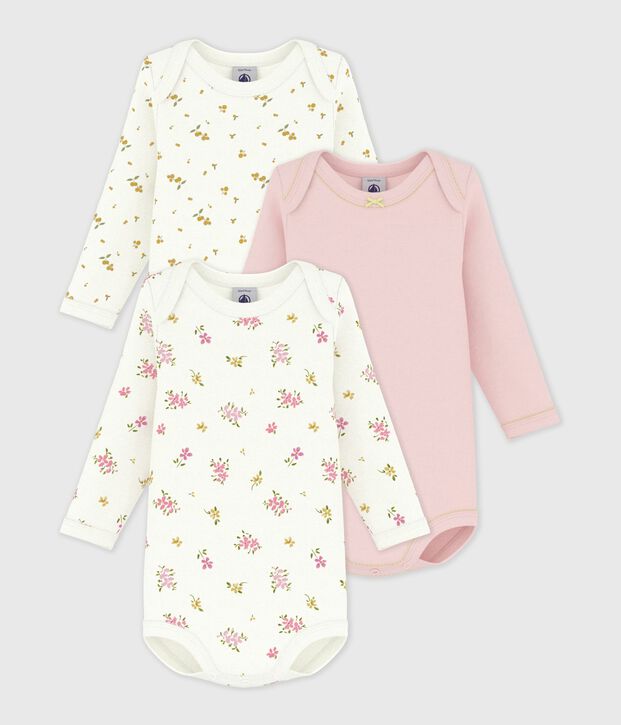 Set di body a maniche lunghe in cotone con stampa a fiori neonato multicolore