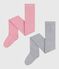 Set da 2 paia di collant in jersey di cotone bambina rosa CHARME/ FUMEE