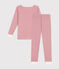 Pigiama aderente in cotone a righe bambino rosa ROSEWOOD/ MARSHMALLOW