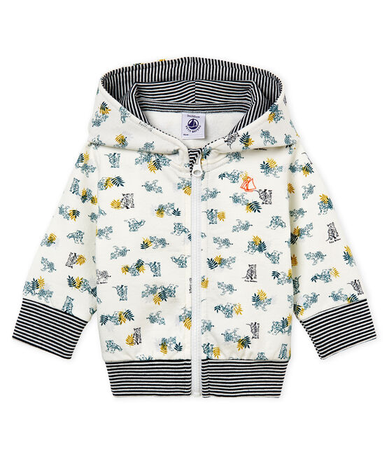 Felpa con cappuccio zippato neonato fantasia bianco MARSHMALLOW/bianco MULTICO