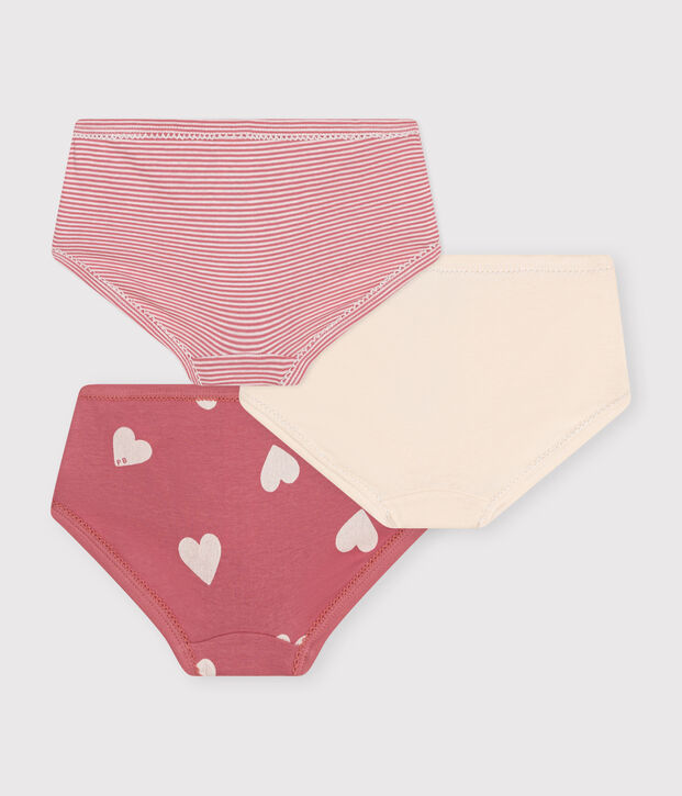 Set di 3 slip a vita alta in cotone a cuori bambino multicolore