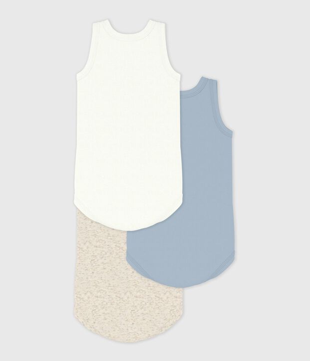 Set da 3 body senza maniche in cotone tinta unita neonato multicolore