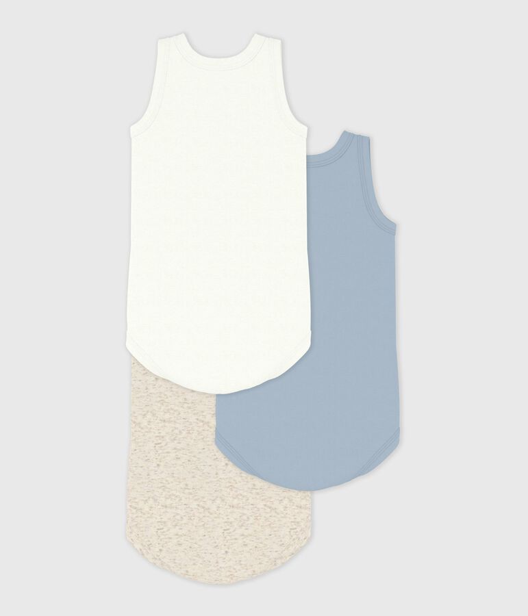Set da 3 body senza maniche in cotone tinta unita neonato multicolore