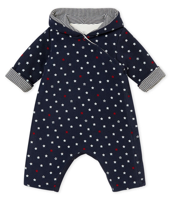 Tutina lunga bebé maschio con stampa di stelle blu SMOKING/bianco MULTICO