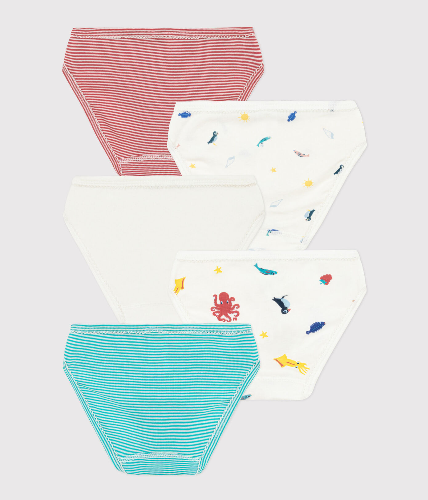 Set di 5 slip bambina in cotone variante 1 Petit Bateau