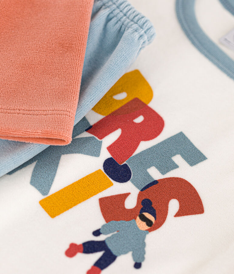 Pigiama bambino unisex in ciniglia blu/multicolore