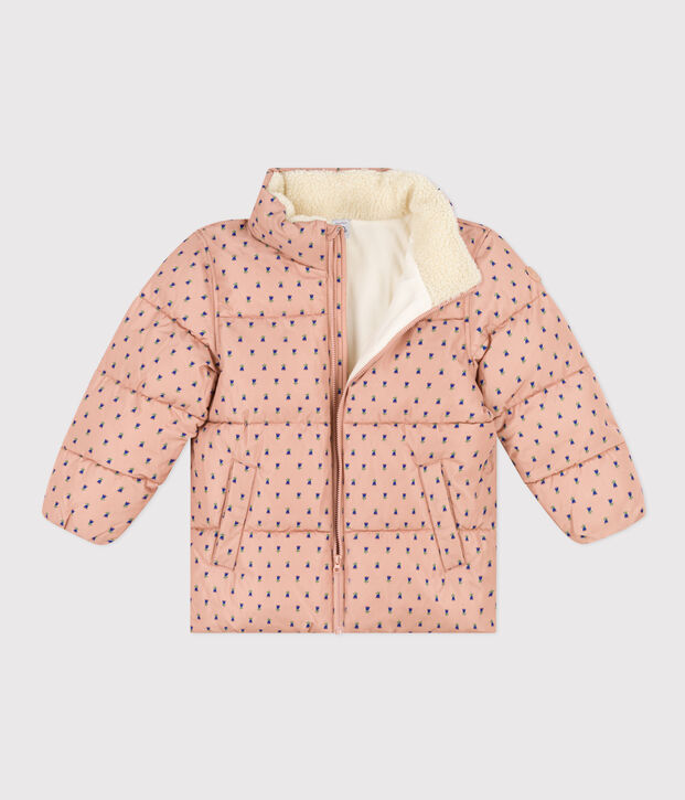 Piumino con cappuccio estraibile bambina beige/multicolore