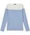 T-shirt donna a maniche lunghe a righe bianco MARSHMALLOW/blu PERSE