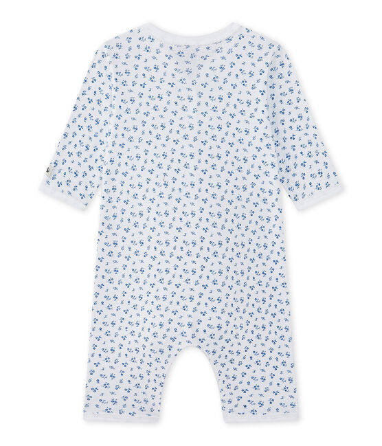 Tutina senza piedi bebè bambina bianco ECUME/blu BLEU