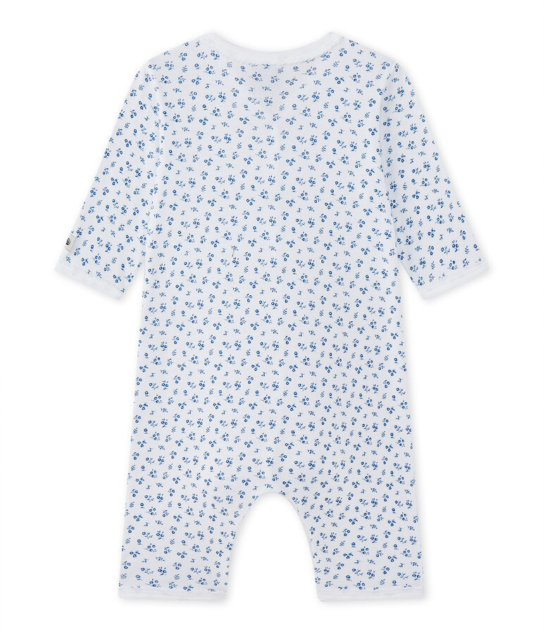 Tutina senza piedi beb&egrave; bambina bianco/blu