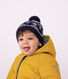 Cuffietta in misto lana e cotone jacquard con fodera in pile neonato
