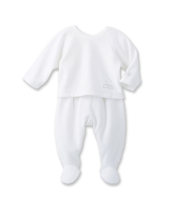 Coordinato beb&eacute; unisex coprifasce e ghettine bianco/grigio