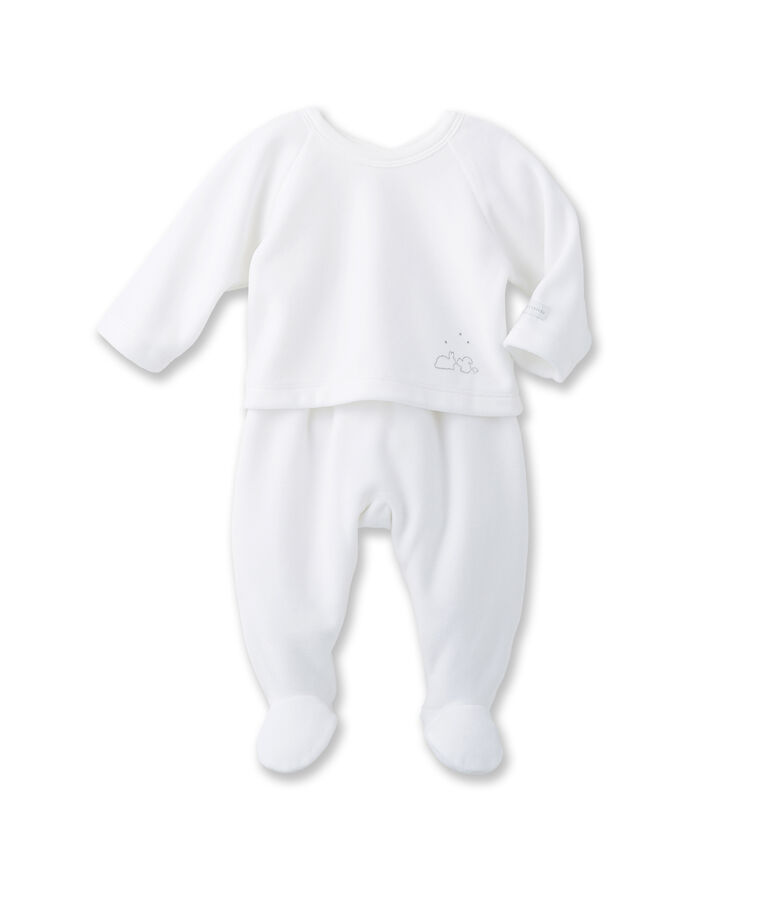 Coordinato beb&eacute; unisex coprifasce e ghettine bianco/grigio