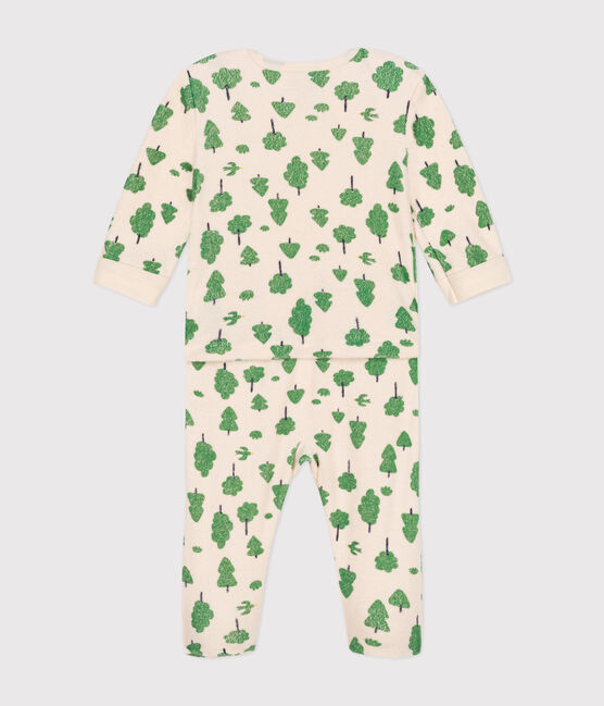 Pigiama in spugna bouclette spazzolata con alberi stampati neonato bianco AVALANCHE/ MULTICO