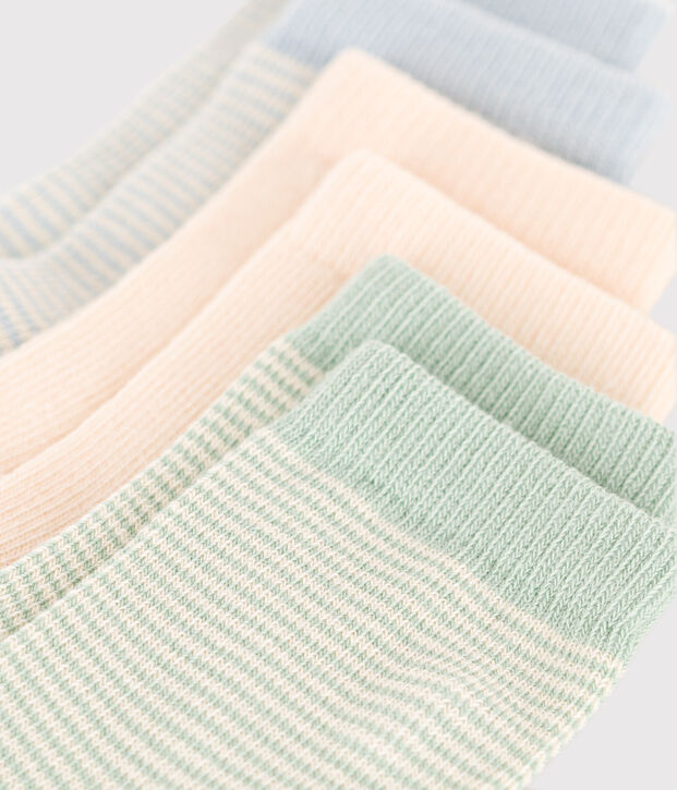 3 paia di calzini beb&egrave; in cotone millerighe multicolore