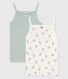 Confezione da 2 canottiere con spalline a fiori bambina in cotone e lino