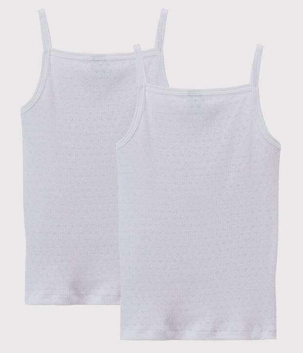 Confezione da 2 canottiere con spalline traforate bambina multicolore