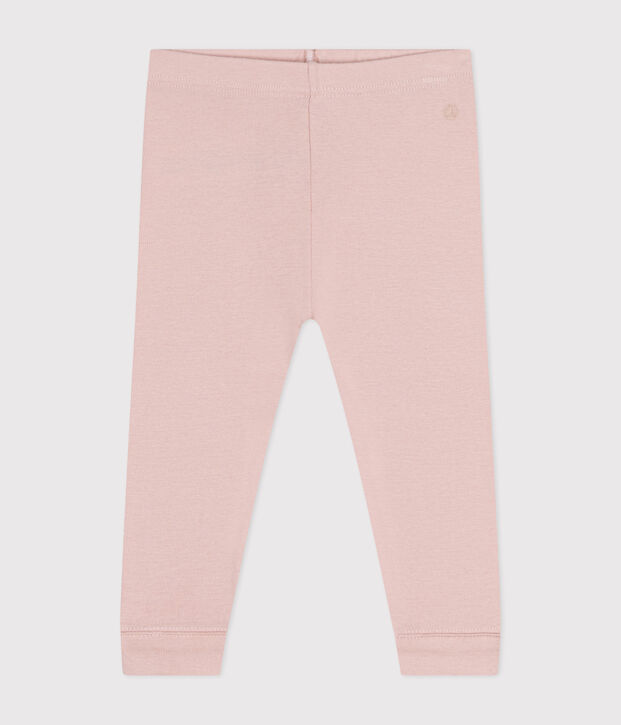 Leggings in cotone tinta unita neonato rosa