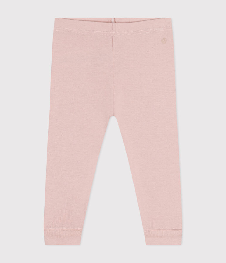 Leggings in cotone tinta unita neonato rosa