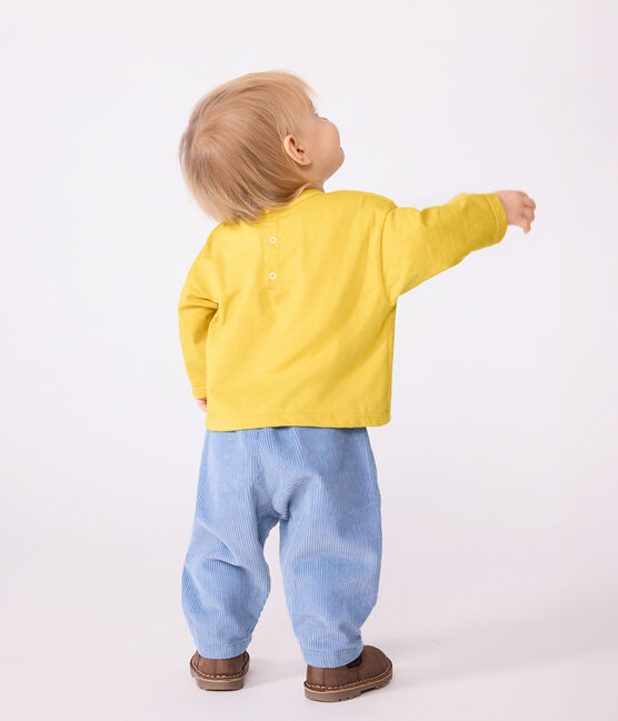 T-shirt a maniche lunghe in cotone con motivo gatto neonato giallo NAPLES
