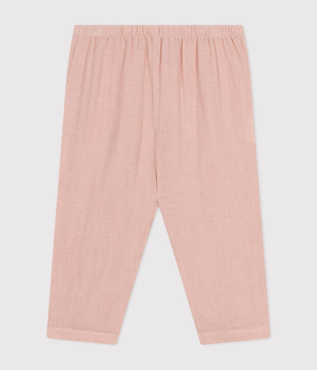 Pantaloni beb&egrave; in garza di cotone rosa