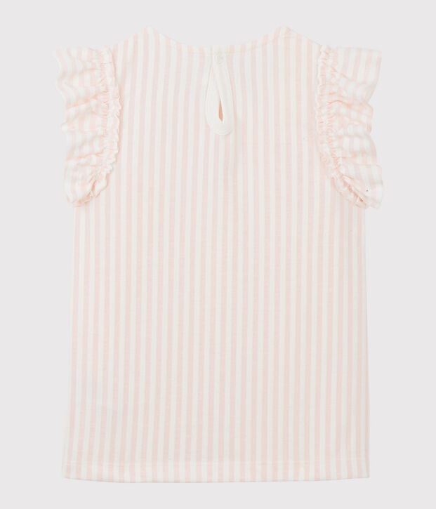 T-shirt a maniche corte in jersey bambina rosa/bianco
