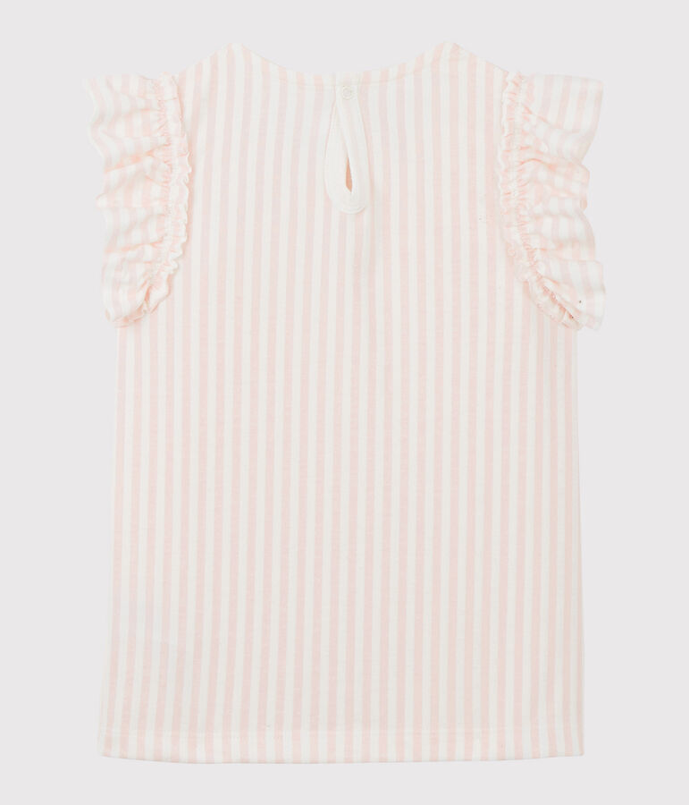 T-shirt a maniche corte in jersey bambina rosa/bianco