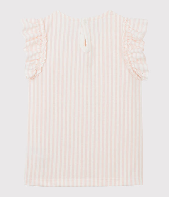 T-shirt a maniche corte in jersey bambina rosa MINOIS/bianco MARSHMALLOW