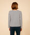 Marinière donna abbottonata in cotone bianco MARSHMALLOW/blu SMOKING