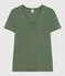 T-shirt L'Iconique scollo a V in cotone tinta unita donna verde CROCO